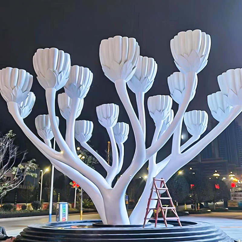 Svært realistiske detaljer store blomsterformet lampe glassfiberskulptur egnet for kommersielt senter