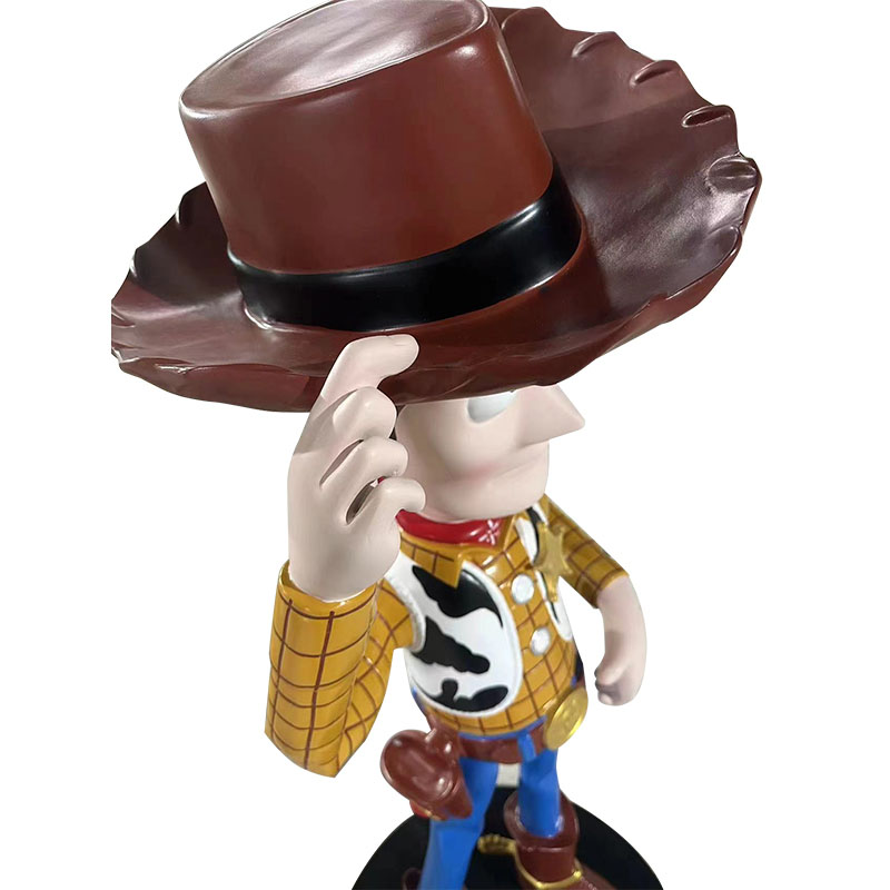 Sheriff Woody glassfiberstatue med realistiske detaljer for utendørs og innendørs dekorasjoner Sheriff Woody glassfiberstatue med realistiske detaljer for utendørs og innendørs dekorasjoner